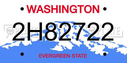 2H82722 Washington License Plate