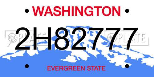 2H82777 Washington License Plate