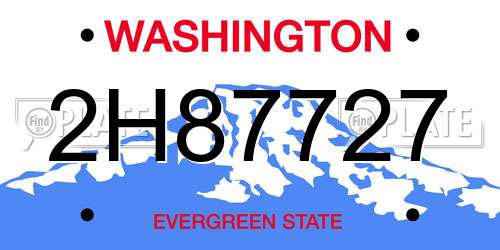 2H87727 Washington License Plate