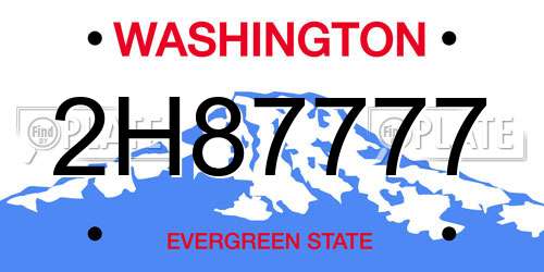 2H87777 Washington License Plate