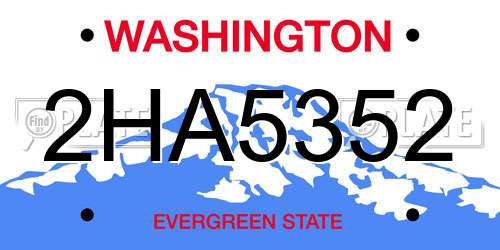 2HA5352 Washington License Plate