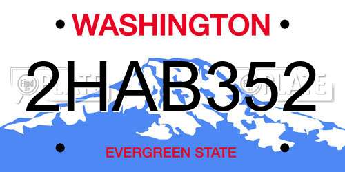 2HAB352 Washington License Plate