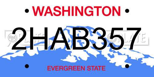 2HAB357 Washington License Plate