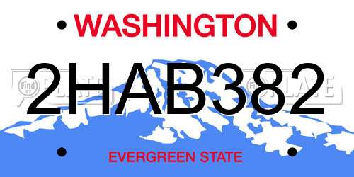 2HAB382 Washington License Plate