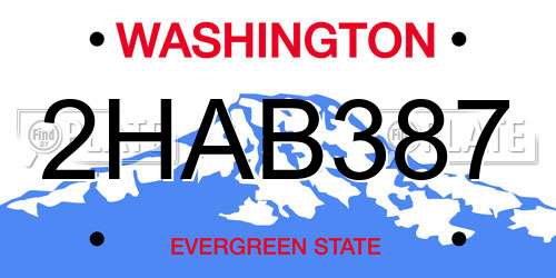 2HAB387 Washington License Plate