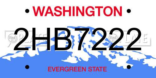 2HB7222 Washington License Plate
