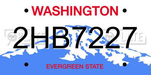 2HB7227 Washington License Plate