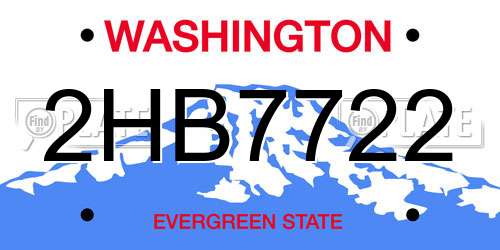 2HB7722 Washington License Plate