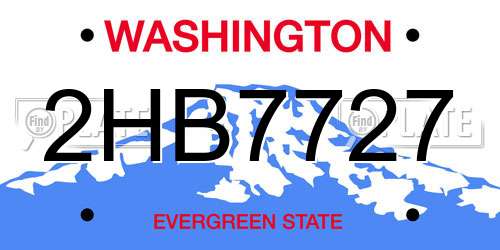 2HB7727 Washington License Plate