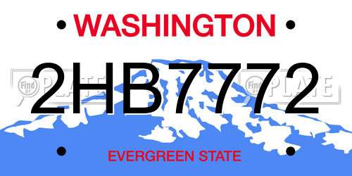 2HB7772 Washington License Plate