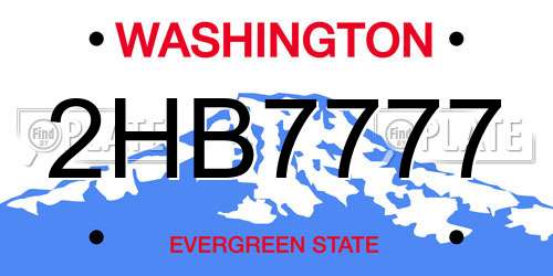 2HB7777 Washington License Plate