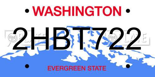 2HBT722 Washington License Plate
