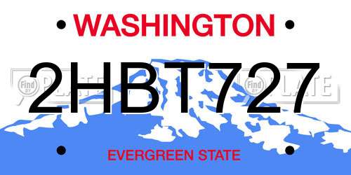 2HBT727 Washington License Plate
