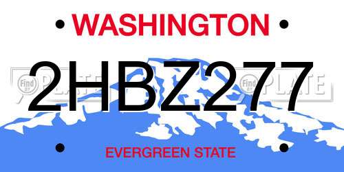 2HBZ277 Washington License Plate