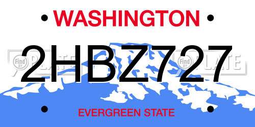 2HBZ727 Washington License Plate