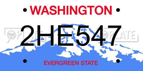 2HE547 Washington License Plate