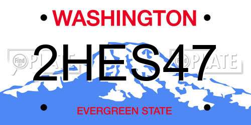2HES47 Washington License Plate