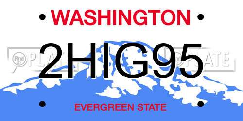 2HIG95 Washington License Plate
