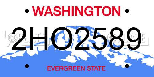 2HO2589 Washington License Plate