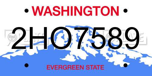 2HO7589 Washington License Plate