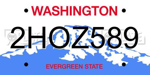 2HOZ589 Washington License Plate