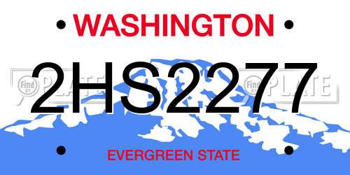 2HS2277 Washington License Plate