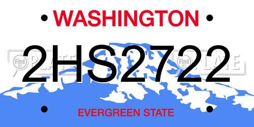 2HS2722 Washington License Plate