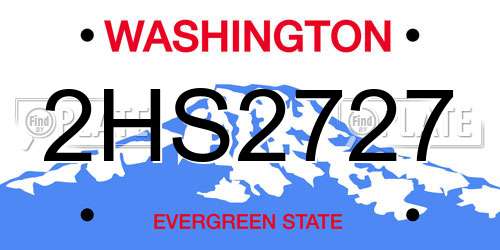 2HS2727 Washington License Plate
