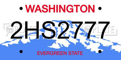 2HS2777 Washington License Plate