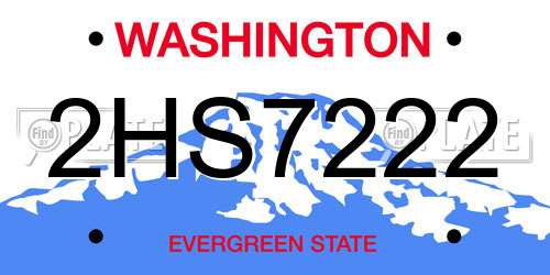 2HS7222 Washington License Plate