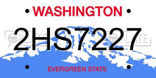 2HS7227 Washington License Plate