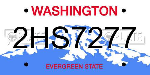 2HS7277 Washington License Plate