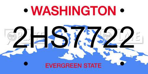 2HS7722 Washington License Plate