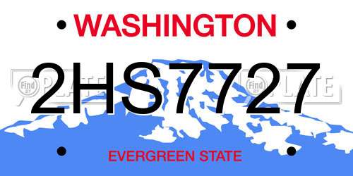2HS7727 Washington License Plate