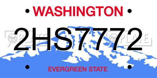 2HS7772 Washington License Plate