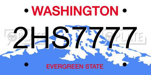 2HS7777 Washington License Plate