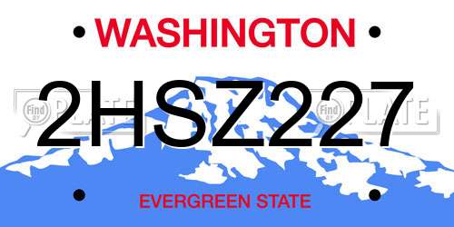 2HSZ227 Washington License Plate