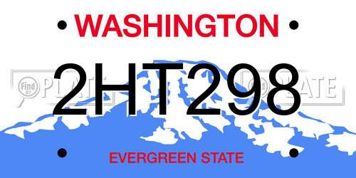 2HT298 Washington License Plate