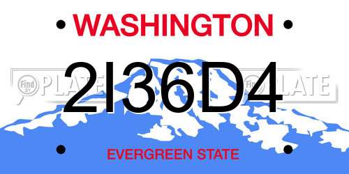 2I36D4 Washington License Plate