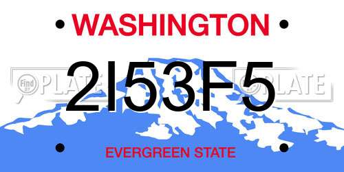 2I53F5 Washington License Plate