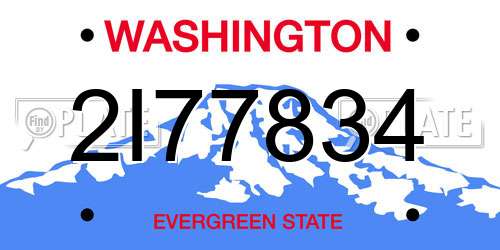 2I77834 Washington License Plate