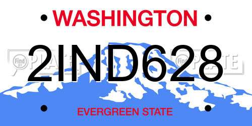 2IND628 Washington License Plate