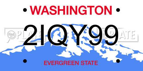 2IQY99 Washington License Plate