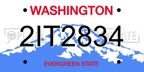 2IT2834 Washington License Plate