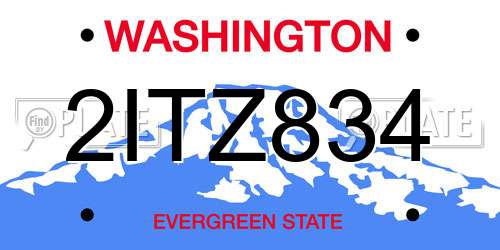 2ITZ834 Washington License Plate
