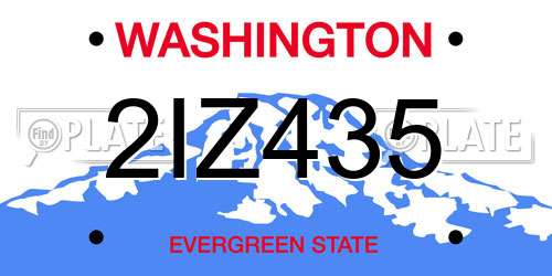 2IZ435 Washington License Plate