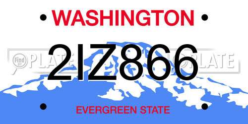 2IZ866 Washington License Plate