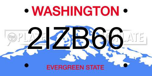 2IZB66 Washington License Plate