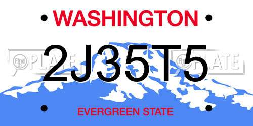 2J35T5 Washington License Plate