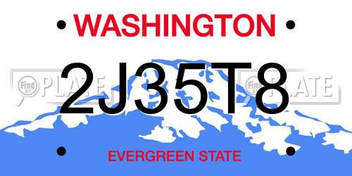 2J35T8 Washington License Plate
